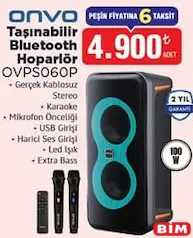 ONVO OVPS060P TAŞINABİLİR BLUETOOTH HOPARLÖR fiyat ve kampanya bilgisi